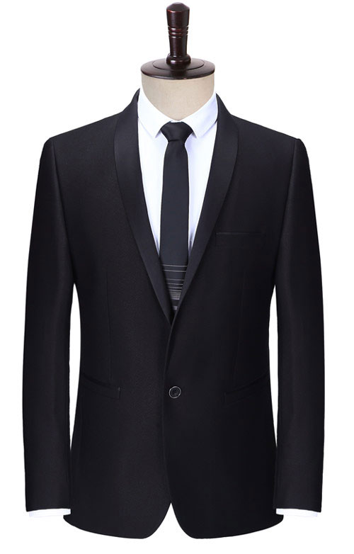 一粒扣青果領(lǐng)商務(wù)西裝套裝定制