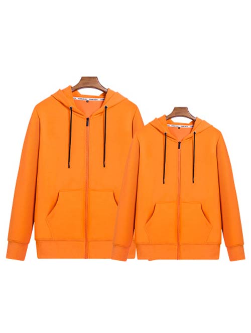 橙色連帽拉鏈深圳衛衣定做