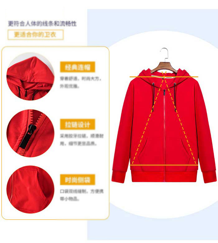 連帽拉鏈款定制衛衣版型設計亮點解析圖