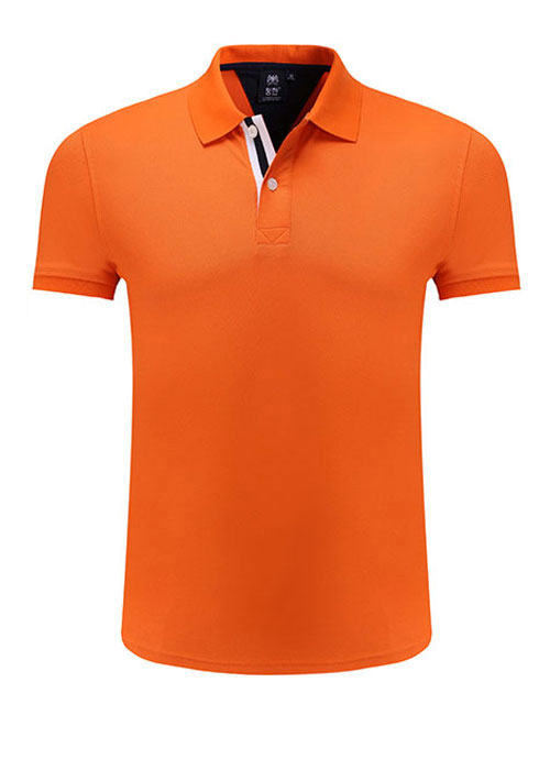 純色絲光棉短袖翻領T恤衫訂做款式圖之桔色