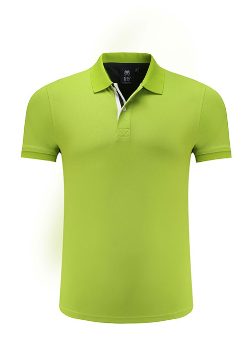 純色絲光棉短袖翻領POLO衫定做之果綠色款式圖