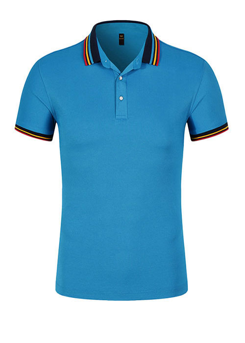 彩虹領短袖POLO衫訂做顏色款式展示圖之孔藍色